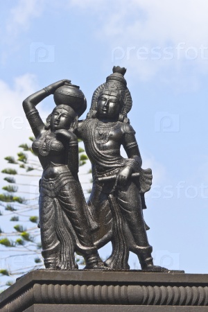 FEBRUARY 1, 2015, TIRUMALA, ANDHRA PRADESH, INDIA - Sculpture of Radha and Krishna in the Narayanagiri Gardens, Tirumala