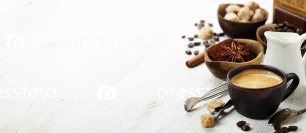 Fresh coffee with several ingredients