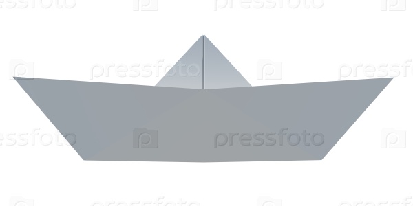 Origami paper boat isolated on white background, side view, stock photo