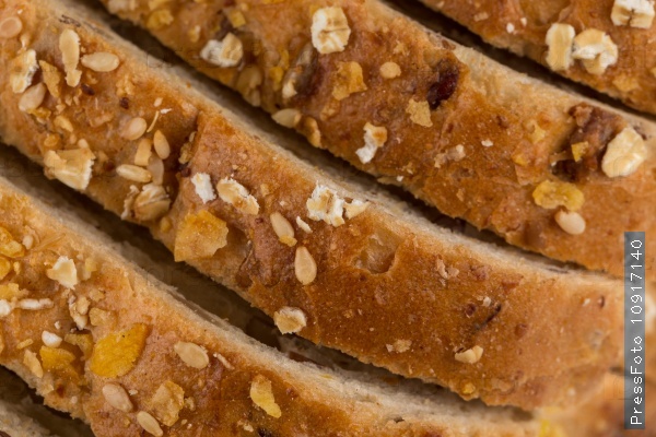 Slices of whole wheat bread close up shot, stock photo