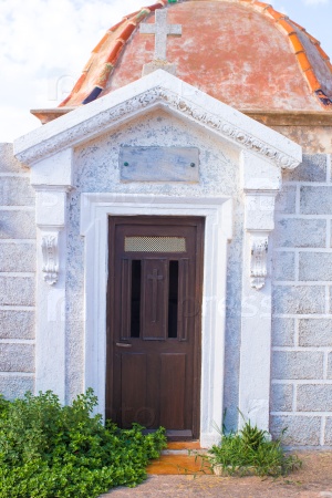 Antique doors at traditional cemetery in Bonifacio, Corsica