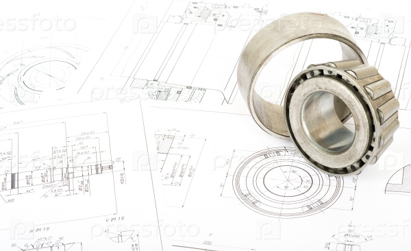 Roller bearing on blueprints