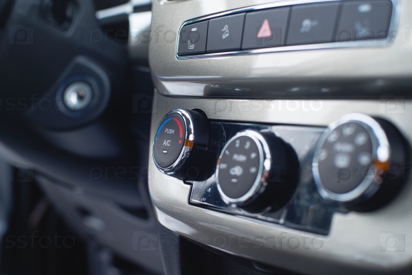Controls ventilation and air conditioning system of the car interior, stock photo