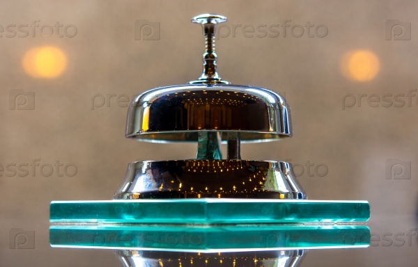 Service ring bell at the reception of a hotel, stock photo