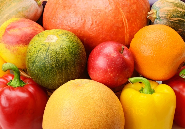 Фон из фруктов и овощей