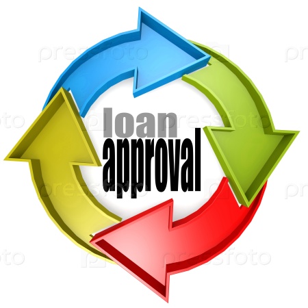 Loan approval color cycle sign image with hi-res rendered artwork that could be used for any graphic design.
