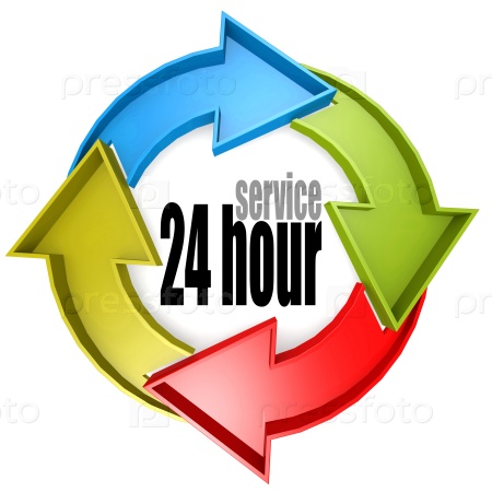 Service 24 hour color cycle sign image with hi-res rendered artwork that could be used for any graphic design.