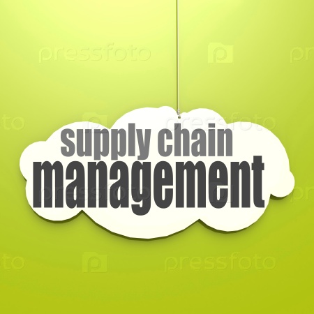 White cloud with supply chain management image with hi-res rendered artwork that could be used for any graphic design.