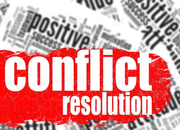 Word cloud conflict resolution image with hi-res rendered artwork that could be used for any graphic design.