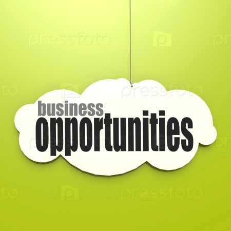 White cloud with business opportunities image with hi-res rendered artwork that could be used for any graphic design.