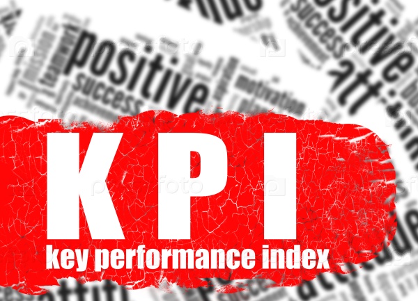 Word cloud key performance index image with hi-res rendered artwork that could be used for any graphic design.