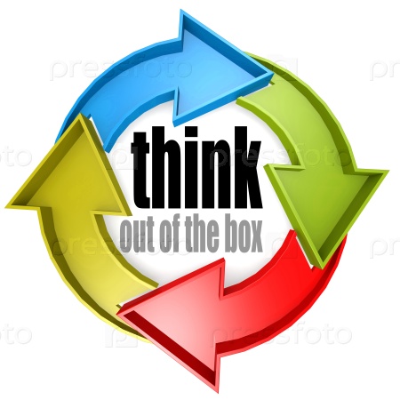 Think out of the box color cycle sign image with hi-res rendered artwork that could be used for any graphic design.