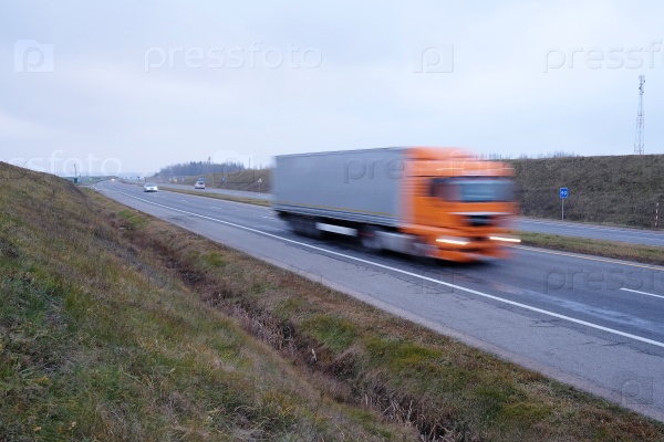 Image of a truck in movement, stock photo