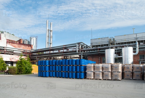 Warehouse of finished products at the plant