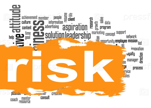 Risk word cloud image with hi-res rendered artwork that could be used for any graphic design.