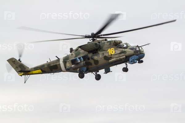 Military helicopter in the air