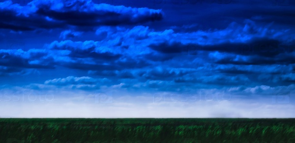 Field and cloudscape landscape painting