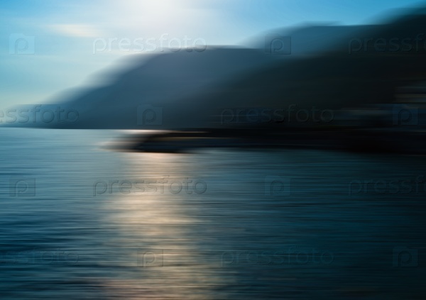 Horizontal vivid ocean mountains motion abstraction background backdrop