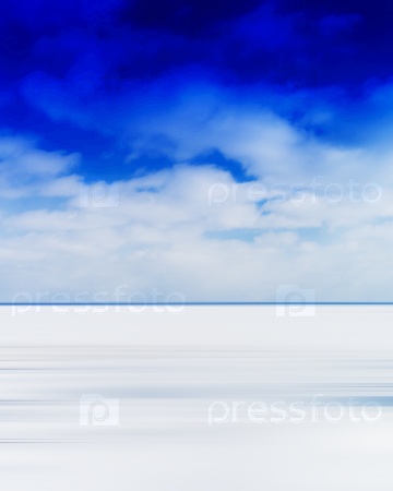 Vertical vivid blank empty winter lake horizon landscape with cloudscape background backdrop