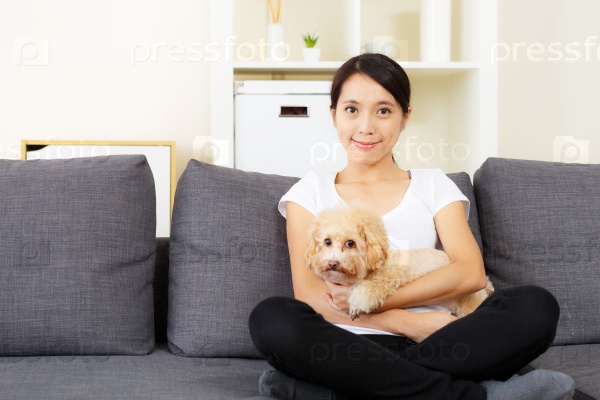 Asia woman and poodle dog