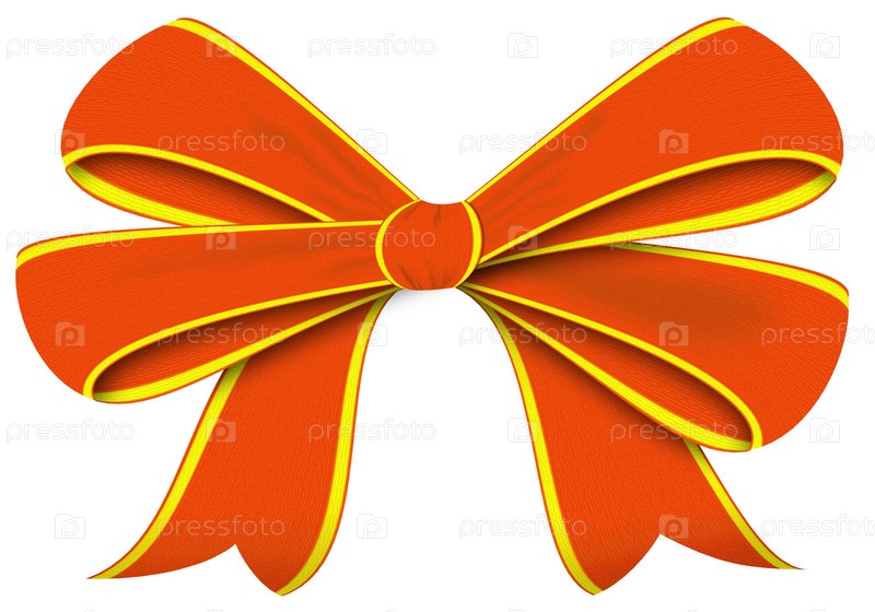 Фотография на тему Яркий оранжевый бант на белом фоне | PressFoto