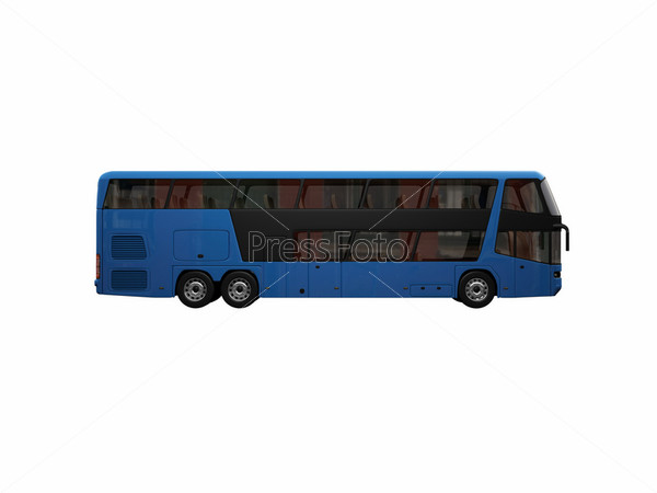 Фотография на тему Синий автобус на белом фоне | PressFoto