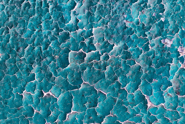 Фотография на тему Текстура синей потрескавшейся краски на стене | PressFoto