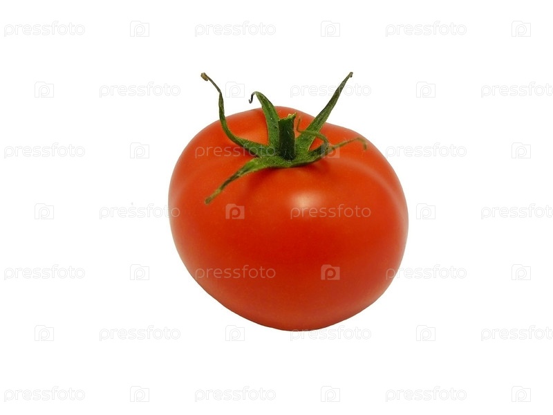 Фотография на тему Спелый помидор на белом фоне | PressFoto