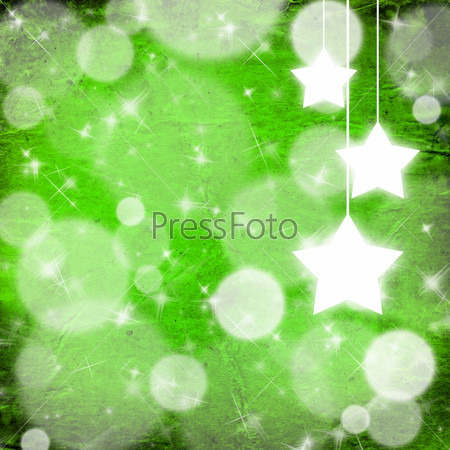 Фотография на тему Зеленый новогодний фон со звездами | PressFoto