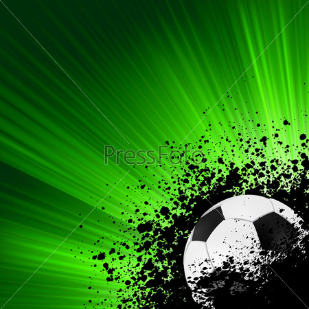 Фотография на тему Футбольный мяч на зеленом фоне | PressFoto