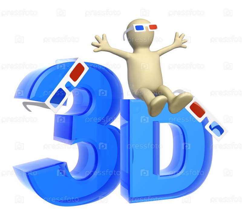 Человечек в очках для просмотра фильма в 3D-формате