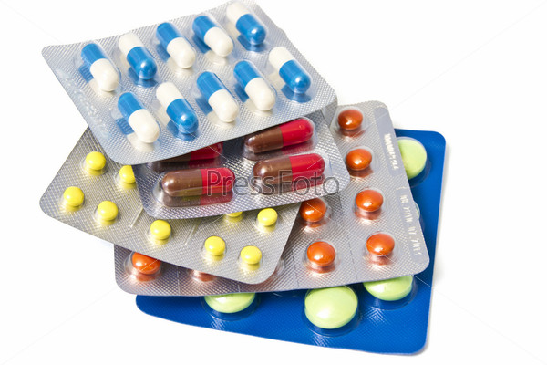 Фотография на тему Разные таблетки на белом фоне | PressFoto
