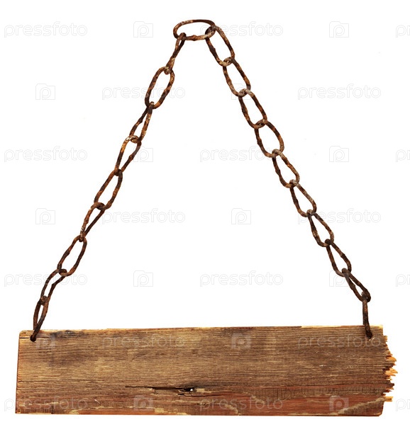 Фотография на тему Старинная вывеска на цепи, на белом фоне | PressFoto