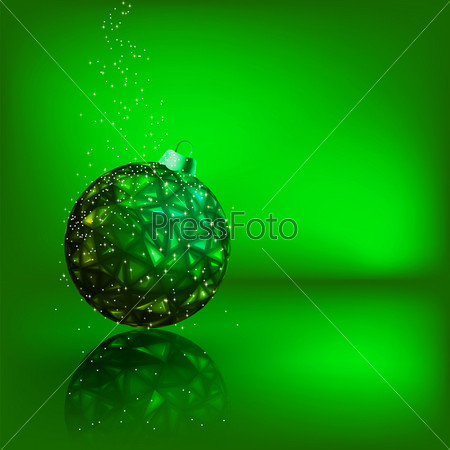 Фотография на тему Зеленый елочный шар на зеленом фоне | PressFoto