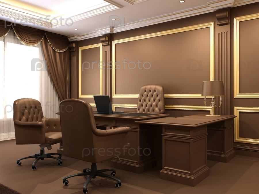 Modern interior. Office space. Wooden furniture in Luxurious apa - Stock  Image - Everypixel