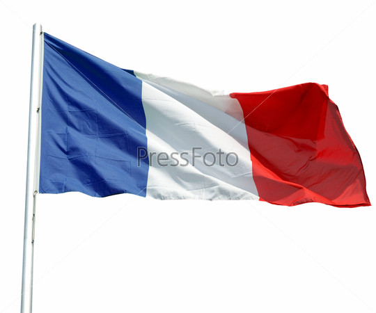 Фотография на тему Французский флаг, изолирован на белом фоне | PressFoto