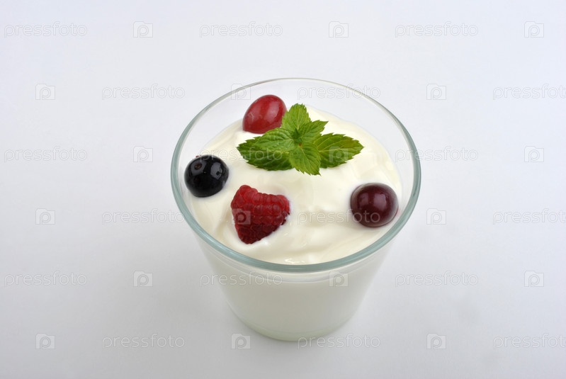 Fresh Organic Nature Yoghurt And Fruits With Mint Fresh Organic Nature Yoghurt And Fruits With Mint