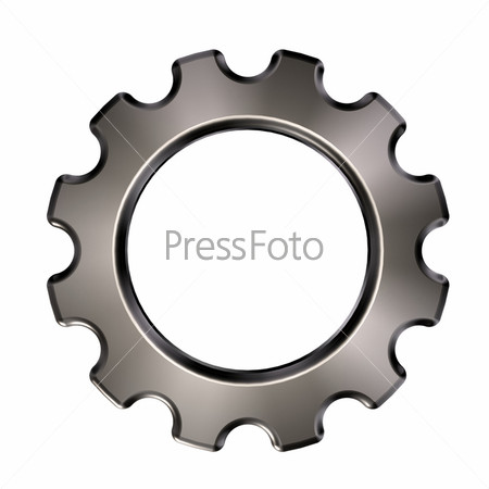 Фотография на тему Металлическая шестеренка на белом фоне - 3d иллюстрация  | PressFoto