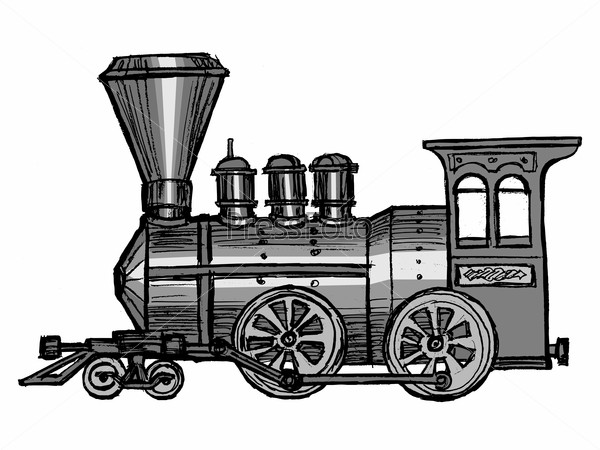Старый поезд рисунок для детей
