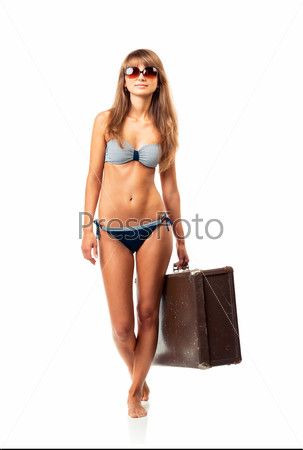 Девушка в бикини и темных очках - изображение в векторе