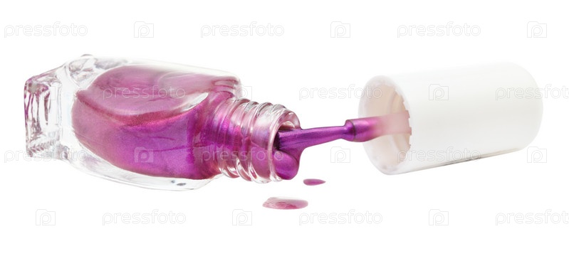 Фотография на тему Бутылка и пролитый фиолетовый лак | PressFoto