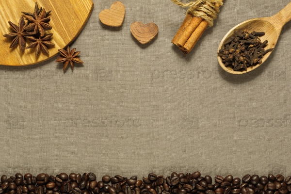 Кофейные зерна, корица, анис