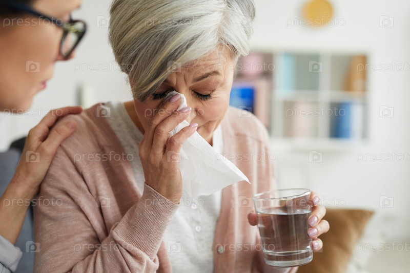 Modern Senior Woman Crying during Therapy Session