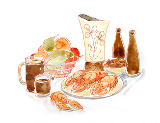 Акварель раки натюрморт - Olga_blinova_art