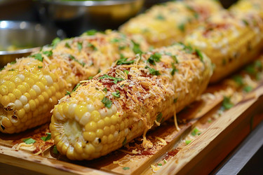 Кукурузные початки, покрытые майонезом, сыром, перцем чили и соком лайма - ZhuYul