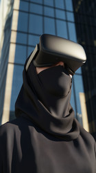 Ношение гарнитуры VR в городской среде - Mediaphotos