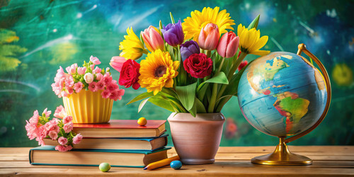 Blossoming Serenity: цветочный шедевр на деревянном дисплее. генерирующий ИИ - RomanZ
