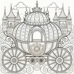 Зачарованная сказочная карета с изящным дизайном возле имения замка - RomanZ