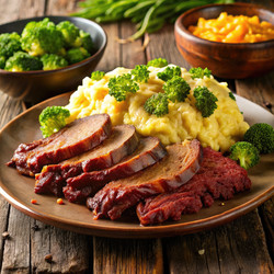 Нежная грудь говядины на BBQ с брокколи и сливочным пюре из картофеля, подаваемые свежими - RomanZ