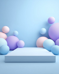 Пастельные 3D-сферы с платформой на синем фоне - NeuroSky